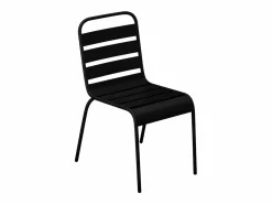 MYLIA Conjunto de comedor jardín de metal - una mesa D.110cm y 4 sillas apilables - - MIRMANDE Negro Clearance