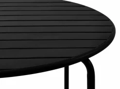 MYLIA Conjunto de comedor jardín de metal - una mesa D.110cm y 4 sillas apilables - - MIRMANDE Negro Clearance