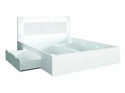 Conjunto de dormitorio NOFI - Cama 140x200 cm con somier, 2 cajones, mesitas de noche, armario y cómoda -^Meublorama Best