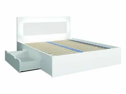 Conjunto de dormitorio NOFI - Cama 180x200 cm con somier, 2 cajones, mesitas de noche, armario y cómoda -^Meublorama New