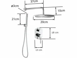 MIRLO Alcachofa De Ducha, Cabezal|Conjunto de ducha empotrada monomando redonda NALA cromada Ø 25cm Cromado
