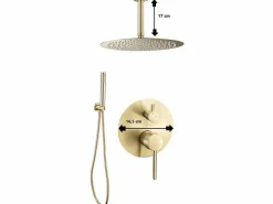 Conjunto de ducha empotrada techo monomando SLIGO oro cepillado Ø 25cm^MIRLO Discount