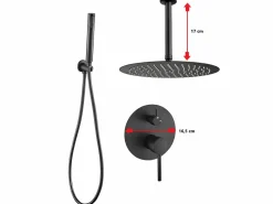 Valaz Conjunto de ducha empotrada techo monomando SLIGO mate Ø 20cm Negro New