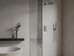 Shower & Design Conjunto de ducha encastrable con grifo mezclador termostático, níquel pulido, TIMAVO Gris Discount