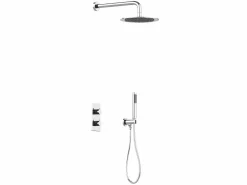 Shower & Design Conjunto de ducha encastrable con grifo mezclador termostático, níquel pulido, TIMAVO Gris Discount