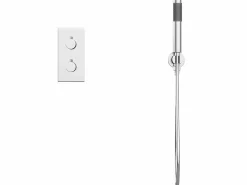 Shower & Design Conjunto de ducha encastrable con grifo mezclador termostático, níquel pulido, TIMAVO Gris Discount