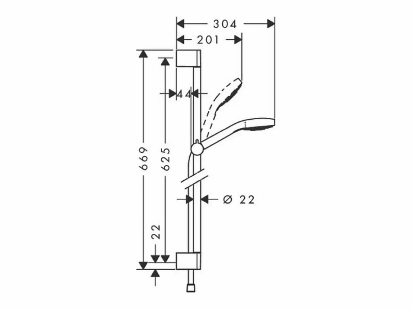 Conjunto de ducha 1jet con barra Unica'Croma 65 cm /cromo Croma Select S^HANSGROHE Hot
