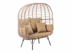 Concept-Usine Conjunto de exterior Jane - Sillón colgante de efecto ratán y reposapiés de gran tamaño con cojín Beige Sale