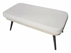 Concept-Usine Conjunto de exterior Jane - Sillón colgante de efecto ratán y reposapiés de gran tamaño con cojín Beige Sale