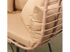 Concept-Usine Conjunto de exterior Jane - Sillón colgante de efecto ratán y reposapiés de gran tamaño con cojín Beige Sale