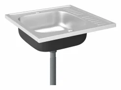 Conjunto de fregadero y escurridor de cocina plata 600x600x155 mm acero inoxidable^ Clearance