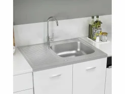 Conjunto de fregadero y escurridor de cocina plata 800x600x155 mm acero inoxidable Plateado Clearance