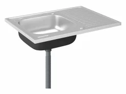 Conjunto de fregadero y escurridor de cocina plata 800x600x155 mm acero inoxidable Plateado Clearance