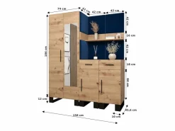 Abiks Möbel Conjunto de guardarropa Artin 15 196/158/46 (Roble/Manila 02) Beige / Color natural claro