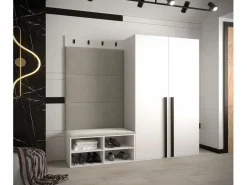 Abiks Möbel Conjunto de guardarropa Miro 5 184/184/42 (Blanco/Manila 02) Beige / Blanco Hot