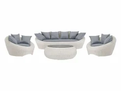 MYLIA Conjunto de jardin de resina trenzada - - WHITEHEAVEN Marfil New