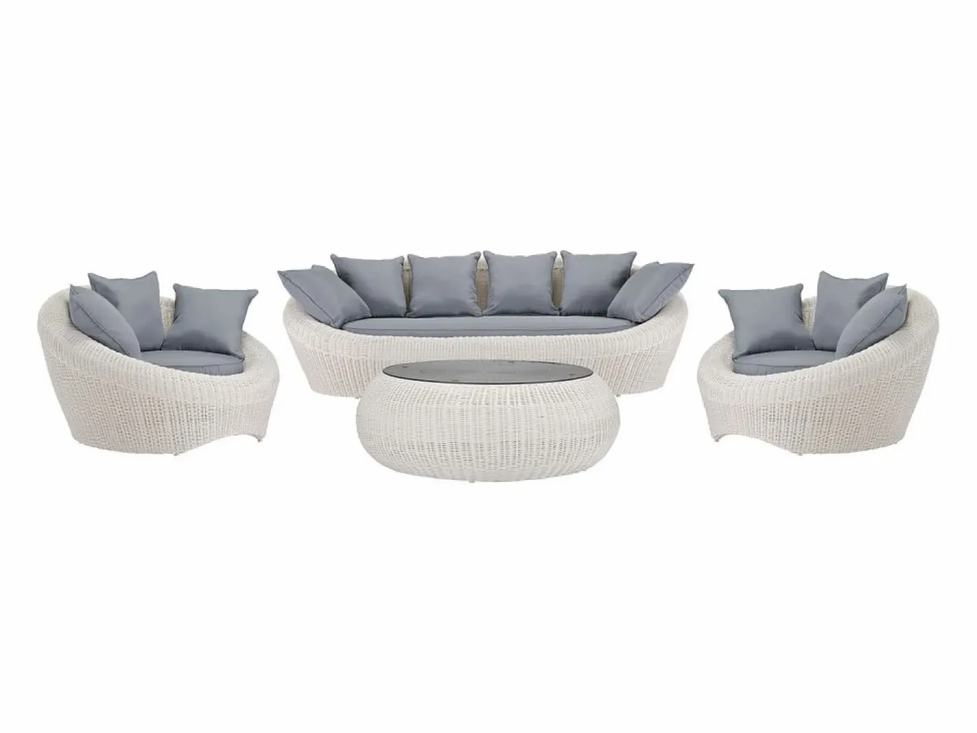 MYLIA Conjunto de jardin de resina trenzada - - WHITEHEAVEN Marfil New