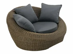 MYLIA Conjunto de jardín completo de resina trenzada natural oscuro - WHITEHEAVEN de Color natural oscuro New