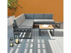 Conjunto de jardín con sofá esquinero 3 + 2 plazas y mesita Eysha^Modus Sofa Clearance