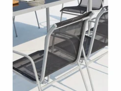 Conjunto de jardín de acero inoxidable y textileno 8 personas LUSIANA^Concept-Usine Online