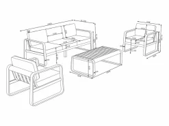 MYLIA Salones De Jardín|Conjunto de jardín de aluminio: 1 sofá de 3 plazas, 2 sillones y 1 mesa de centro - con cojines beige - LOMIA de