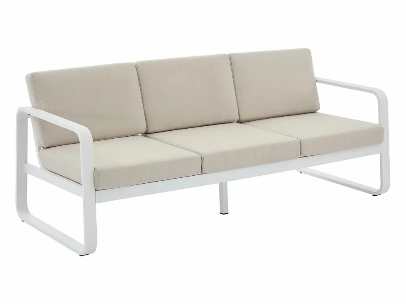 MYLIA Salones De Jardín|Conjunto de jardín de aluminio: 1 sofá de 3 plazas, 2 sillones y 1 mesa de centro - con cojines beige - LOMIA de