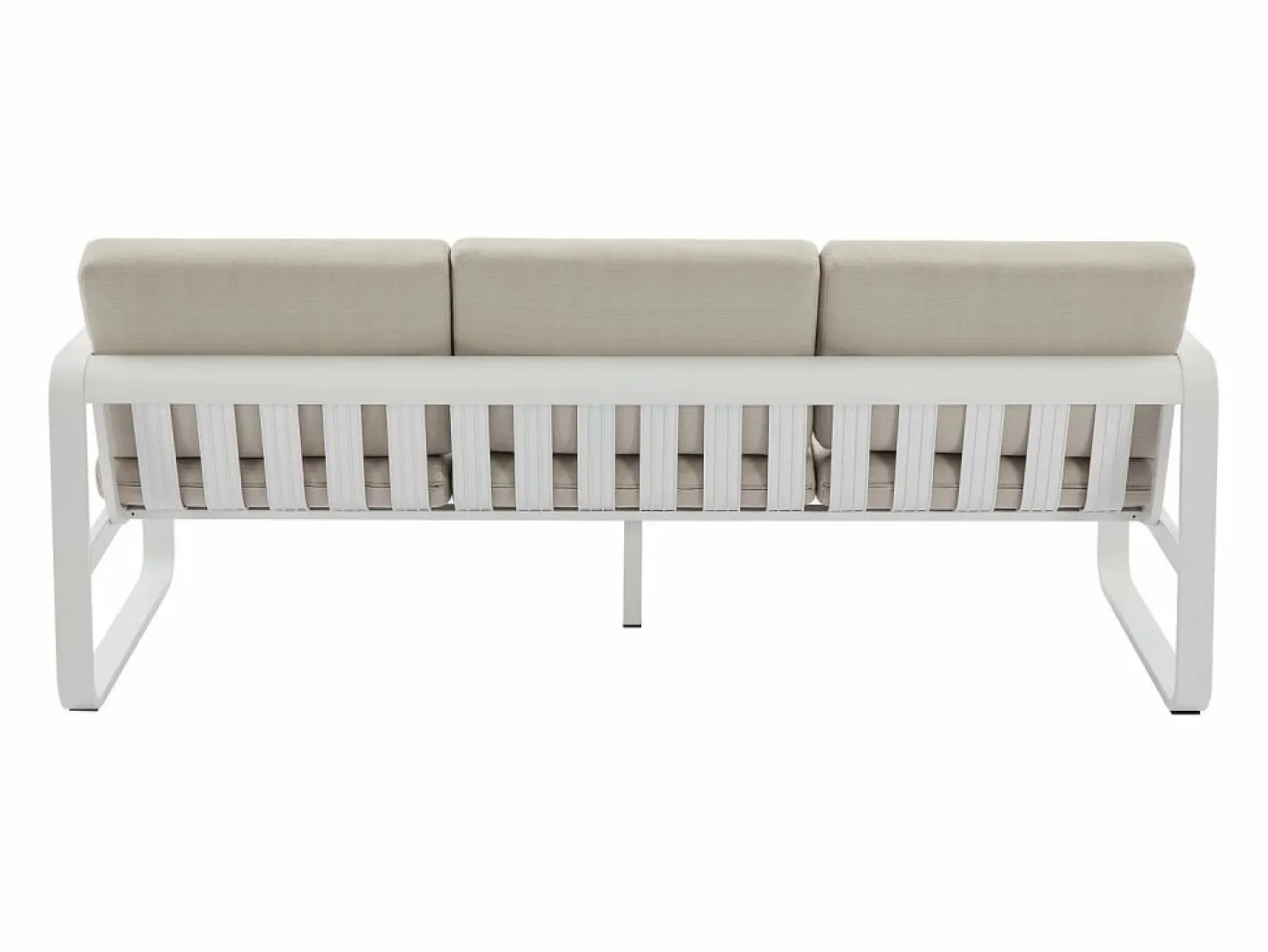 MYLIA Salones De Jardín|Conjunto de jardín de aluminio: 1 sofá de 3 plazas, 2 sillones y 1 mesa de centro - con cojines beige - LOMIA de