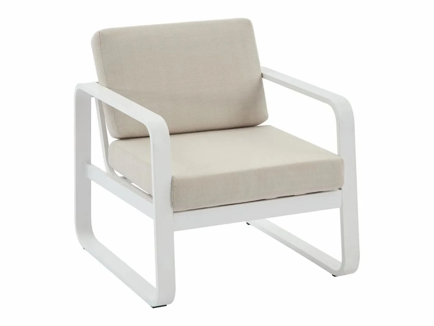 MYLIA Salones De Jardín|Conjunto de jardín de aluminio: 1 sofá de 3 plazas, 2 sillones y 1 mesa de centro - con cojines beige - LOMIA de