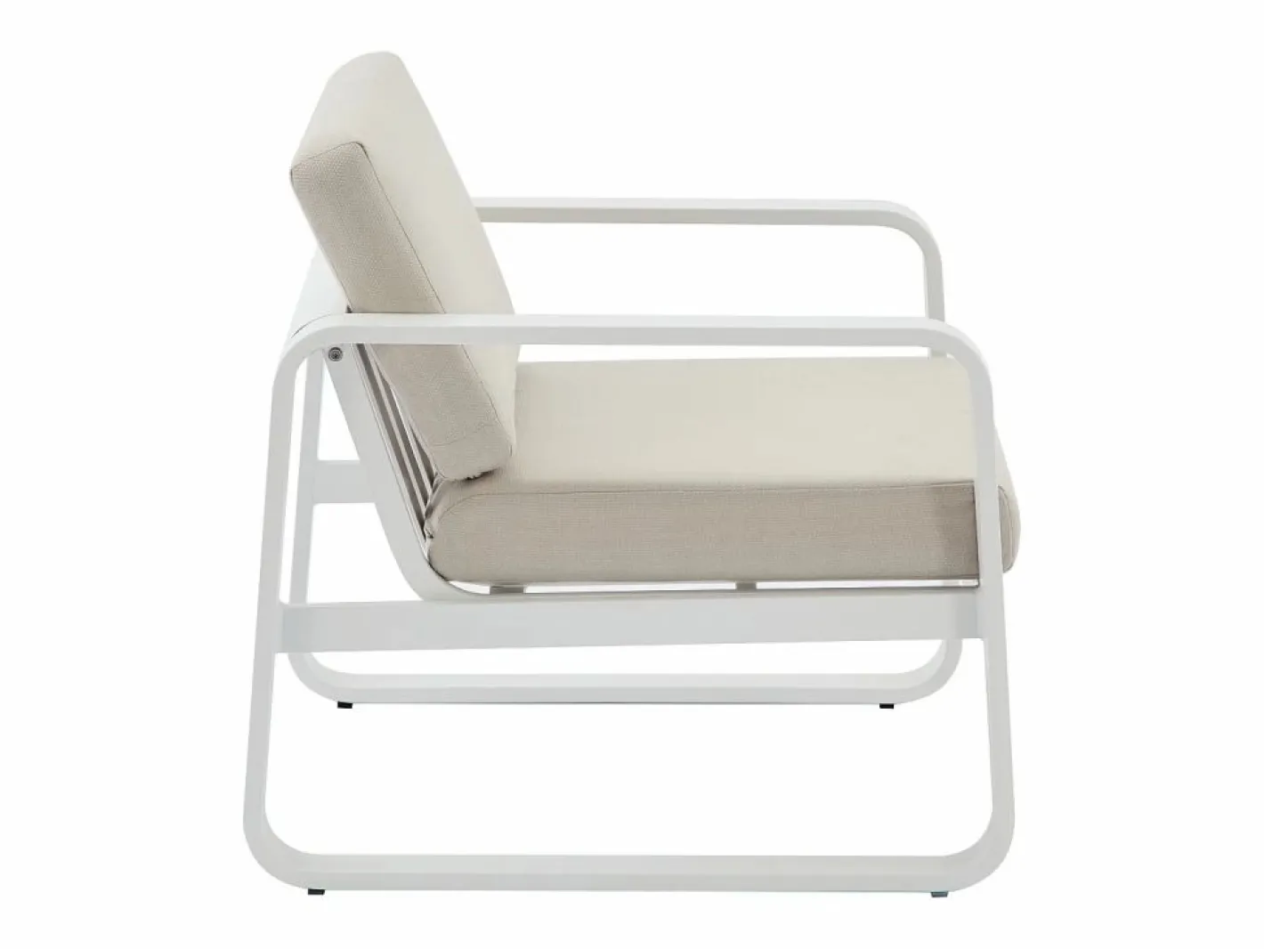 MYLIA Salones De Jardín|Conjunto de jardín de aluminio: 1 sofá de 3 plazas, 2 sillones y 1 mesa de centro - con cojines beige - LOMIA de