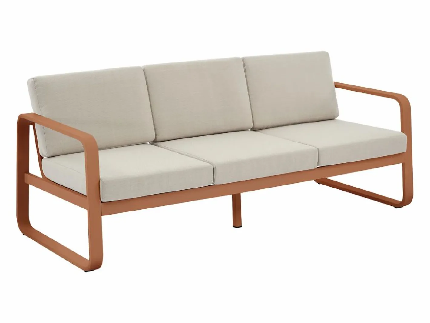 MYLIA Salones De Jardín|Conjunto de jardín de aluminio: 1 sofá de 3 plazas, 2 sillones y 1 mesa baja - Color con cojines beige - LOMIA de