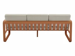 MYLIA Salones De Jardín|Conjunto de jardín de aluminio: 1 sofá de 3 plazas, 2 sillones y 1 mesa baja - Color con cojines beige - LOMIA de