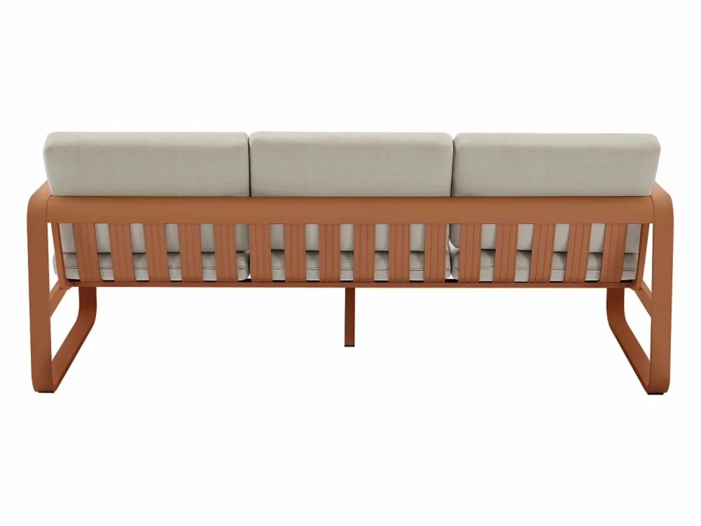 MYLIA Salones De Jardín|Conjunto de jardín de aluminio: 1 sofá de 3 plazas, 2 sillones y 1 mesa baja - Color con cojines beige - LOMIA de