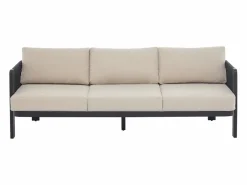 Conjunto de jardín de aluminio y cuerda: un sofá de 3 plazas, 2 sillones y 1 mesa de centro - con cojines beige - HELYSI de^MYLIA New