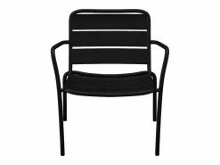 MYLIA Conjunto de jardín de metal - 2 sillones bajos y mesas apilables - - MIRMANDE Negro Online