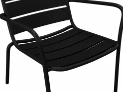 MYLIA Conjunto de jardín de metal - 2 sillones bajos y mesas apilables - - MIRMANDE Negro Online