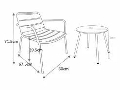 Conjunto de jardín de metal - 2 sillones bajos y una mesa auxiliar - Amarillo - MIRMANDE^MYLIA