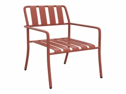 MYLIA Conjunto de jardín de metal: un banco, 2 sillones bajos y una mesa de centro - - BIRMOS de Terracota Online