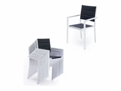 Conjunto de jardín extensible LAMPEDUSA 10 plazas en textileno gris aluminio blanco^Happy Garden Hot