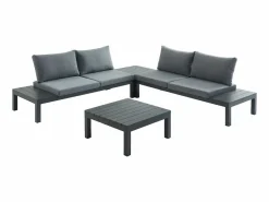 MYLIA Salones De Jardín|Conjunto de jardín modular de aluminio: sofá esquinero + 1 mesa de centro - Antracita RISILI de
