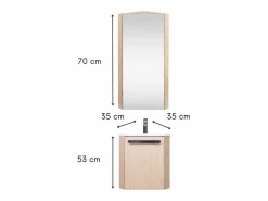 Mueble De Aseo|Conjunto de lavabo de esquina suspendido SKINO con mueble con espejo