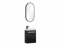 Conjunto de lavabo de pared Nevada con grifería negra y espejo ovalado^ Clearance