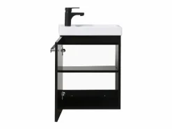 Conjunto de lavabo de pared Nevada con grifería negra y espejo ovalado^ Clearance
