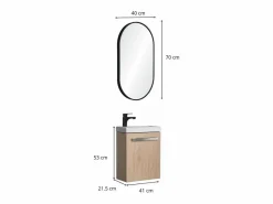 Conjunto de lavabo de pared Nevada con grifería negra y espejo ovalado^ Sale