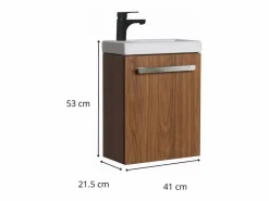 Conjunto de lavabo de pared Nevada con grifo negro Color natural oscuro Best