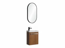 Mueble De Aseo|Conjunto de lavabo de pared Nevada con grifería negra y espejo ovalado