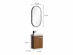 Mueble De Aseo|Conjunto de lavabo de pared Nevada con grifería negra y espejo ovalado