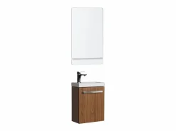 Conjunto de lavabo de pared Nevada con grifo y espejo Color natural oscuro Hot