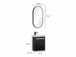 Conjunto de lavabo de pared Nevada con espejo ovalado Color natural oscuro Discount