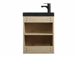 Conjunto de lavabo de pared Nevada con grifería negra y espejo ovalado Color natural oscuro Sale
