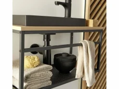 Conjunto de lavabo grande WILO con espejo de 60 cm Negro Sale